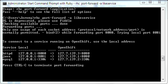 Port forwarding OpenShift